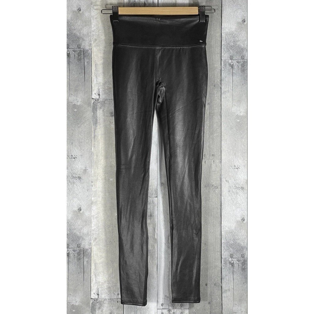 SPANX FAUX LEATHER LEGGINGS (2437) BLACK , SIZE - XS